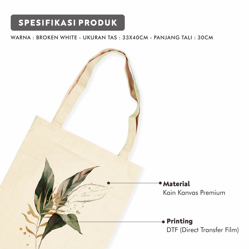 Sevine Tas Tote Bag Kanvas Tas Fashion Totebag Wanita DTF Printing Tropical Aesthetic Series - KTF10