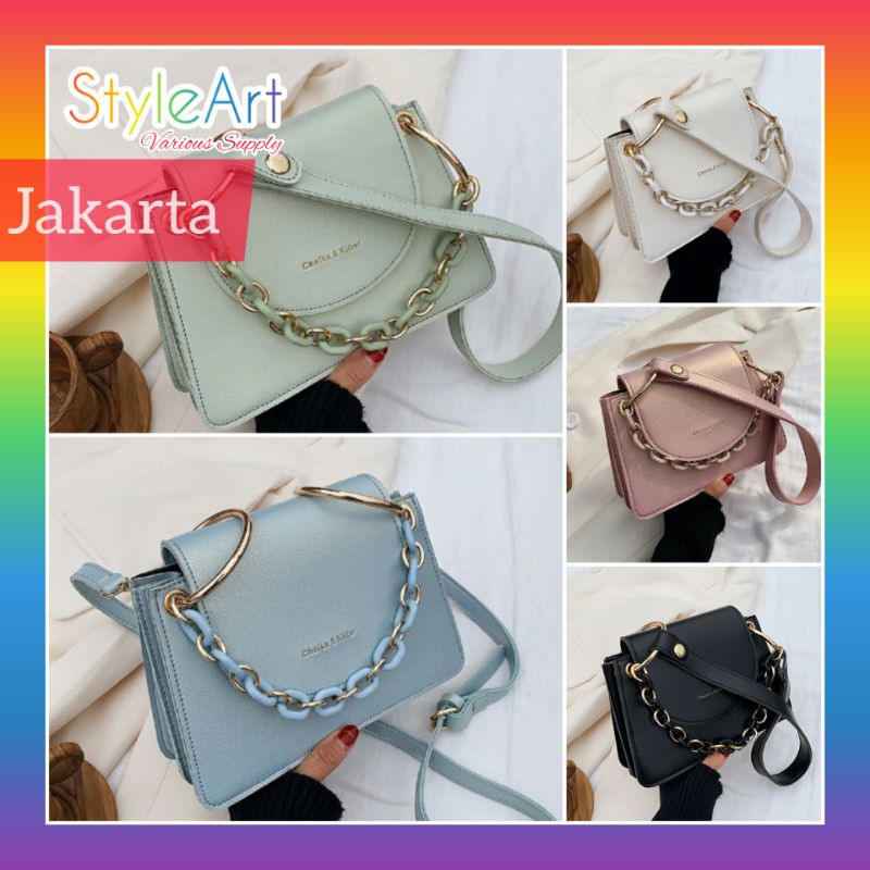 StyleArt SL3145 Tas HandBag Wanita 100% Original Fashion Import Selempang Like CK Chunky Chain