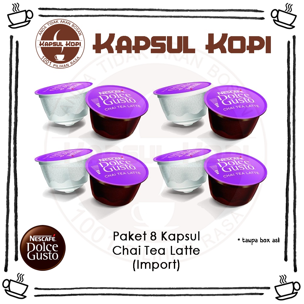 

Paket 8 Chai Tea Latte Kapsul Kopi Nescafe Dolce Gusto Impor