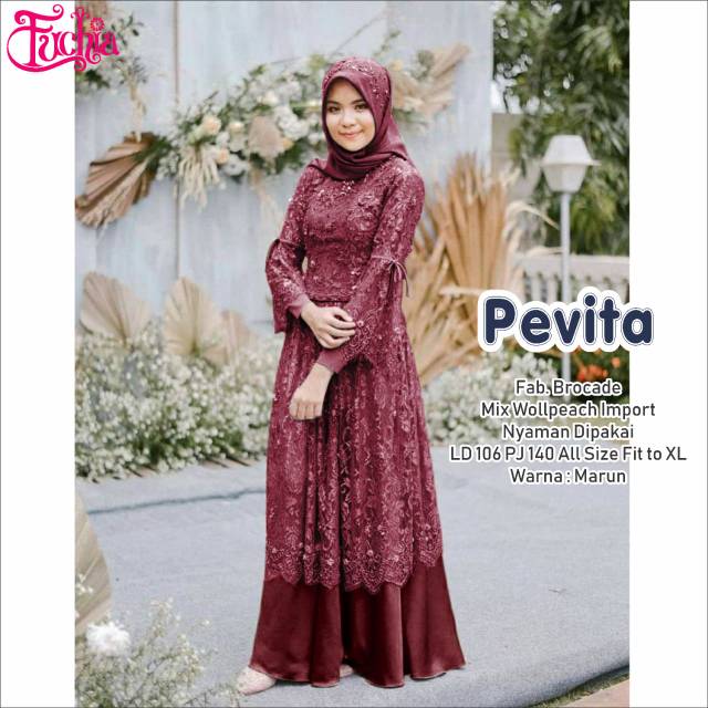 PEVITA GAMIS BROKAT MUSLIMAH / GAMIS PESTA