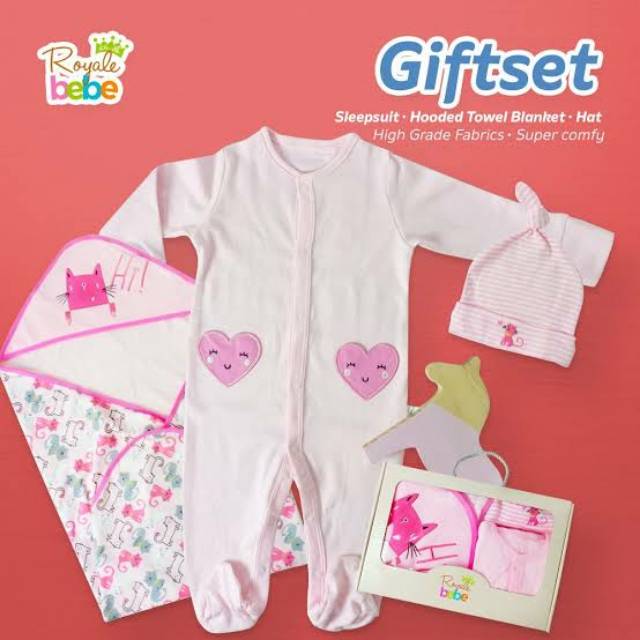 PAKET KADO, PAKET SET ,JUMPSUIT , BAJU KODOK SET ROYALE BEBE GIFT SET