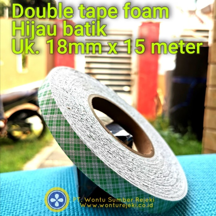

Trendi Double Tape Foam Hijau Batik , 18Mm X 15 Meter, Utk Timah Balancing Murah