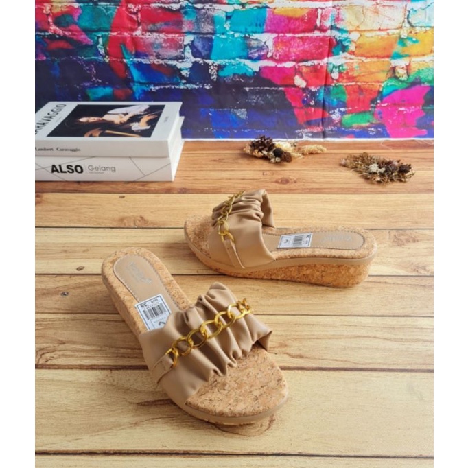 ABBUSHOES Ph 19 wedges kerut rante sol karet 7cm