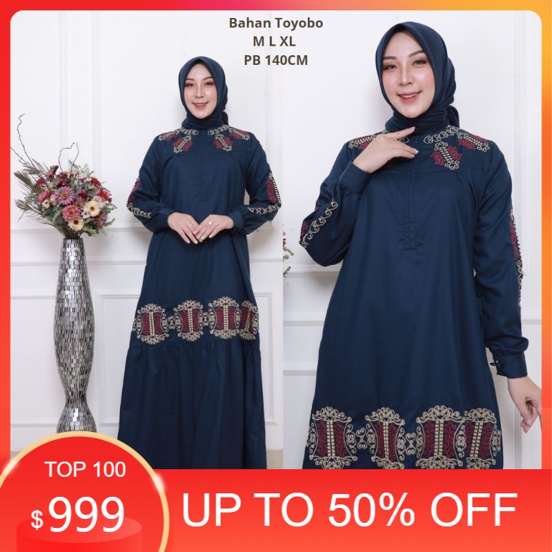 gamis katun toyobo bordir / gamis katun / gamis polos / gamis terbaru / gamis terlaris / dress cod