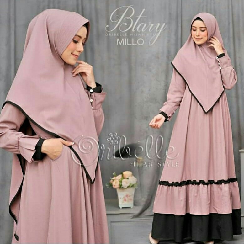 BTARY GAMIS SET SYAR I BAJU PANJANG WANITA MUSLIMAH SETELAN GAMIS DAN KHIMAR MOSTCREPE ELEGANT STYLE