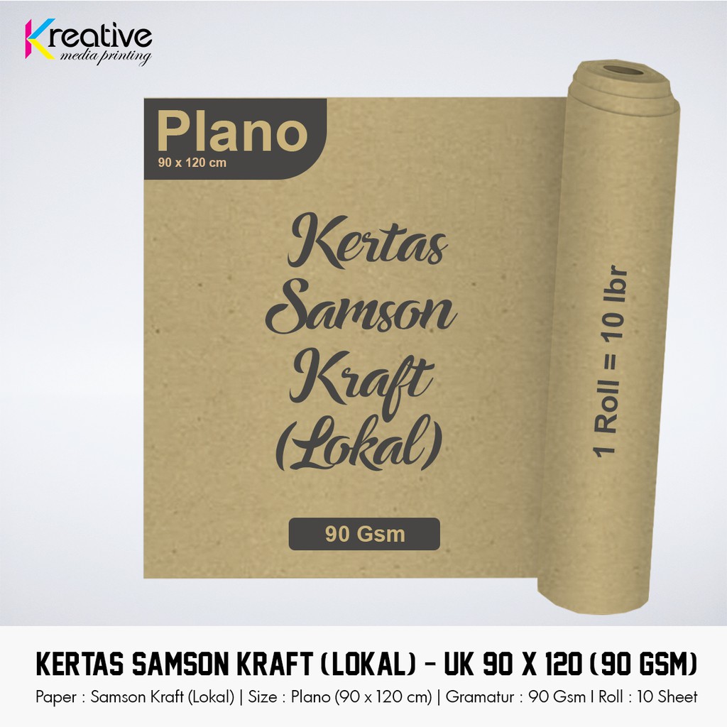 Kertas Samson Kraft (Plano 90 x 120 cm - 90 Gsm - 1 Roll = 10 lbr)
