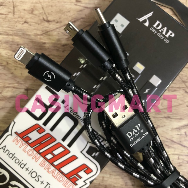 Kabel  Data 3in1 / Kabel Micro Usb Kabel Lightning ip Kabel Type C Original DAP