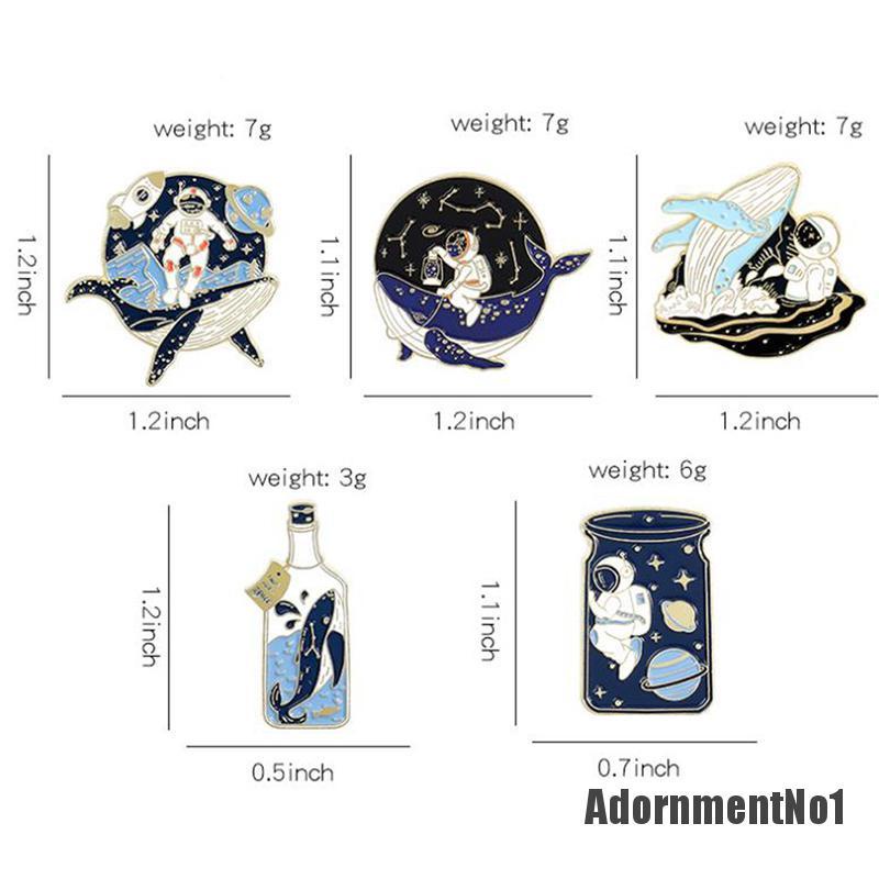 (Adornmentno1) 1pc Bros Pin Enamel Bentuk Astronot Whale