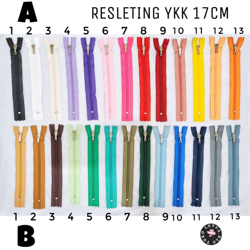 Resleting rit YKK 17cm / 7&quot; 29 pilihan warna