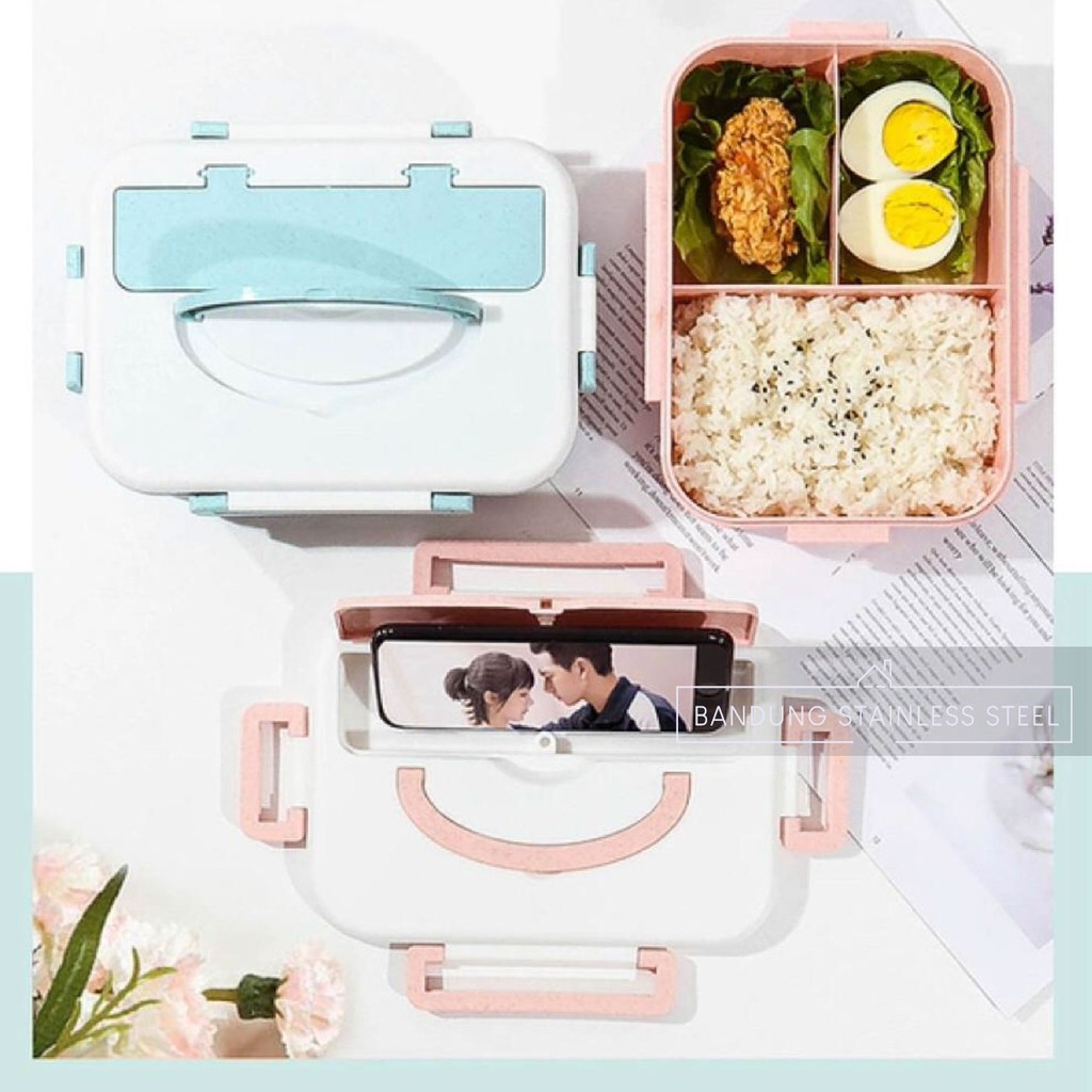 rantang WARNA  baru 3 sekat lunch box plastik makan bekal food kontainer anak sekolah tebal lucu