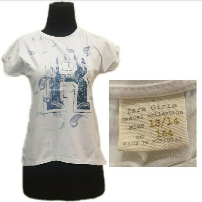 ZARA GIRLS CASUAL COLLECTION BAJU ATASAN PUTIH DENGAN GAMBAR 13 / 14