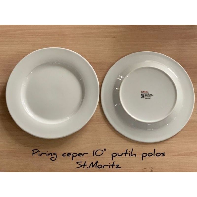 ST MORITZ - PIRING KACA CEPER 10INCH PUTIH POLOS