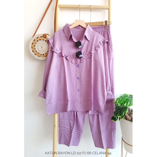 setelan celana katun rayon import