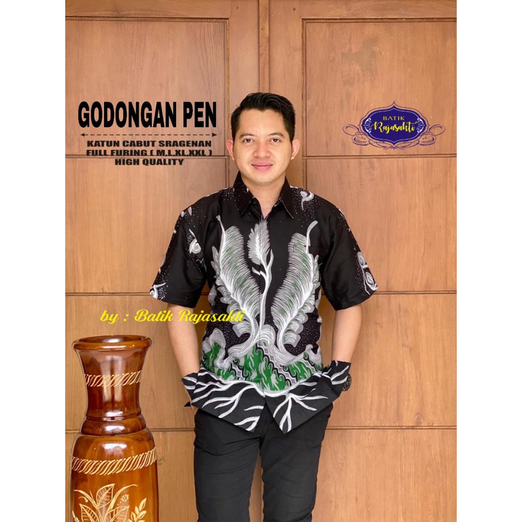 GODONGAN PEN Kemeja Batik Pria Lengan Pendek Katun Halus FULL FURING Rajasakti