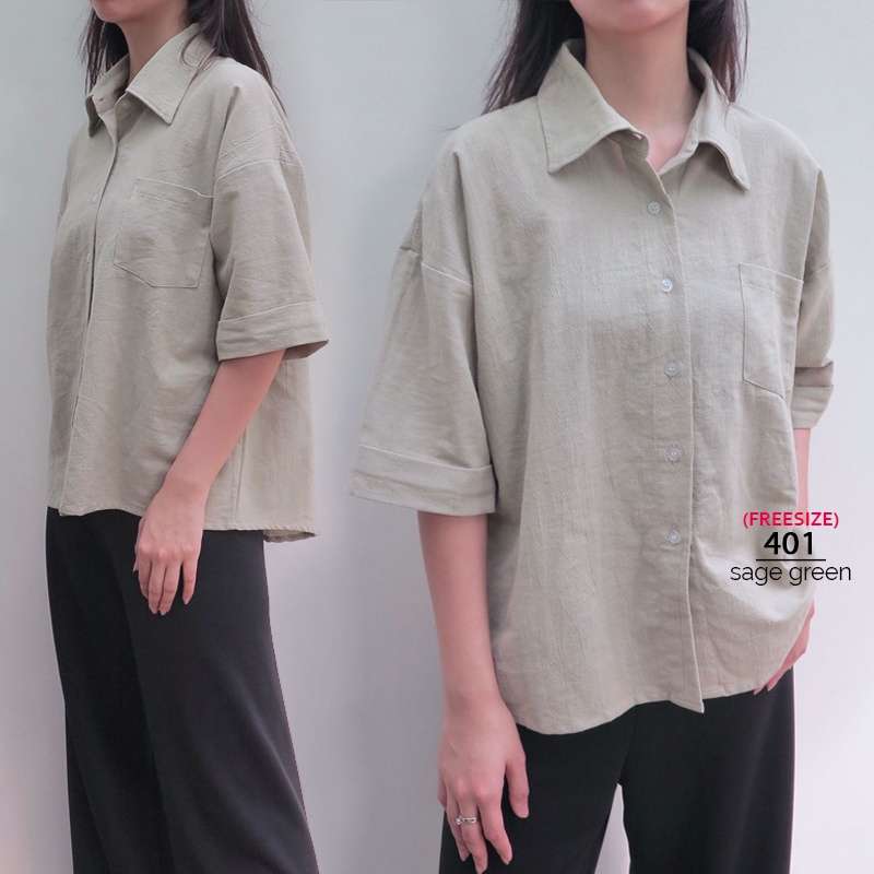 ARENA - Kemeja Wanita Katun Polos Freesize