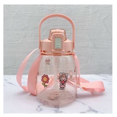 Botol minum anak 1 Liter / Botol minum 1000 ml / Botol big belly / Botol air minum anak Big belly + handle / Botol Anak Big Belly Children's Cup Bottle + Stiker + Handle / Botol Air Minum Besar 1100 Ml