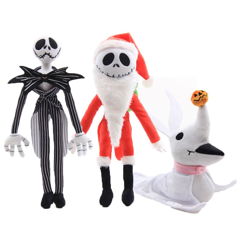 30cm Boneka Nightmare Before Christmas Jack Skellington &amp; Santa Jack &amp; Zero Plush Doll Toys Mainan