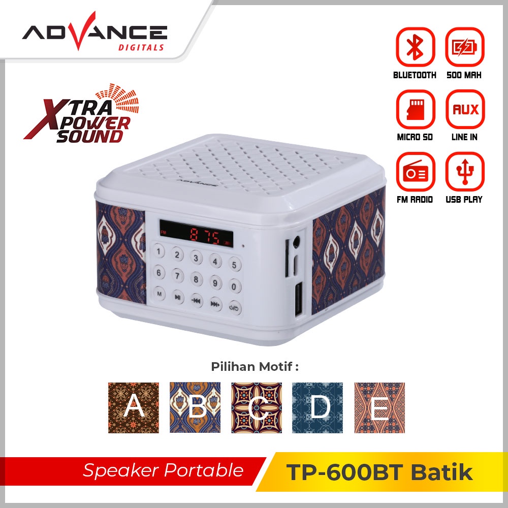 Advance TP-600 BT - Wireless Speaker / Speaker Multimedia Portable | Garansi Resmi Advance