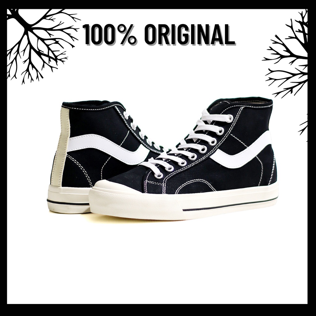 100% Original Sepatu Lokal Casual Black White Hi | Not Ventela Public High