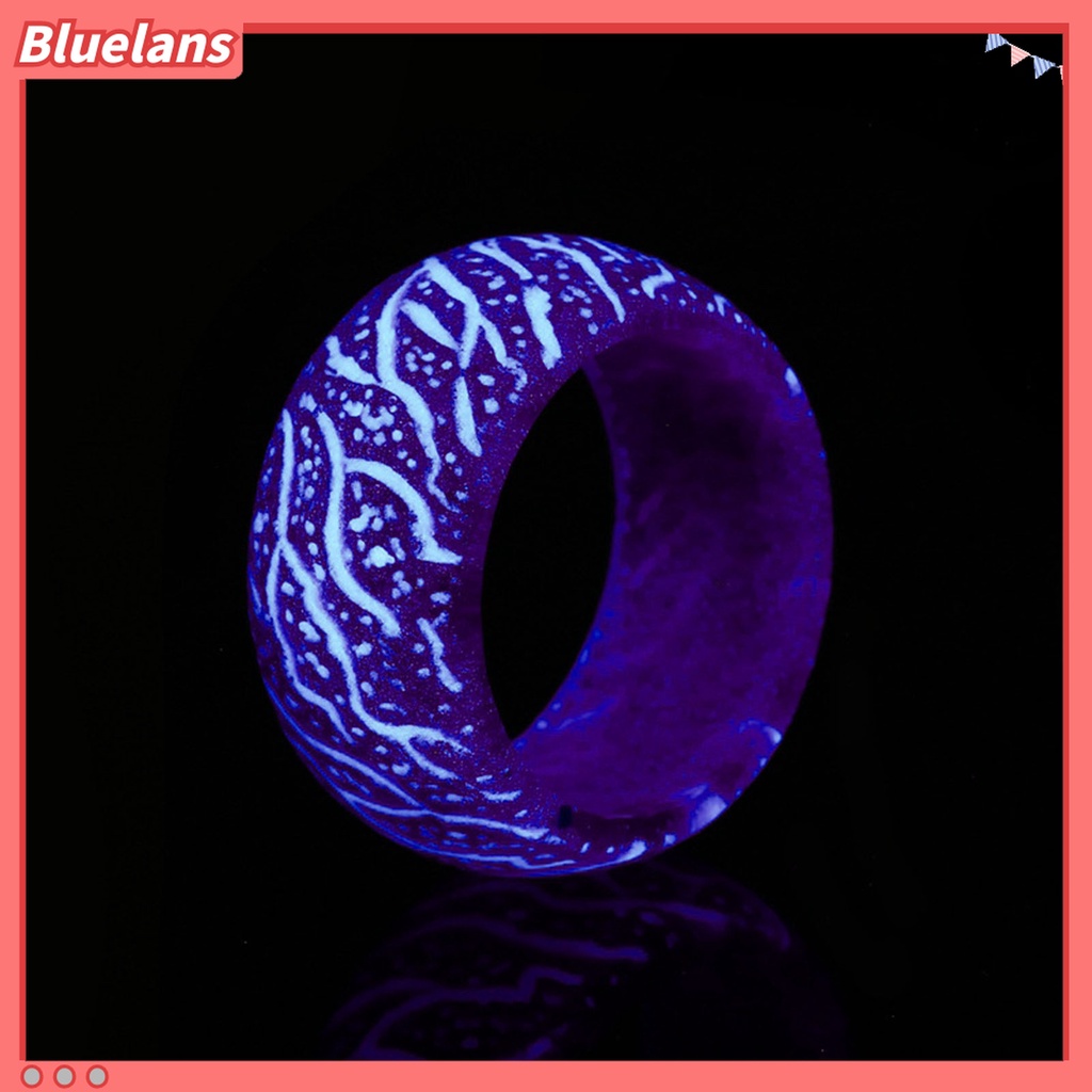 Bluelans Cincin Luminous Glow In The Dark Motif Retak Untuk Unisex