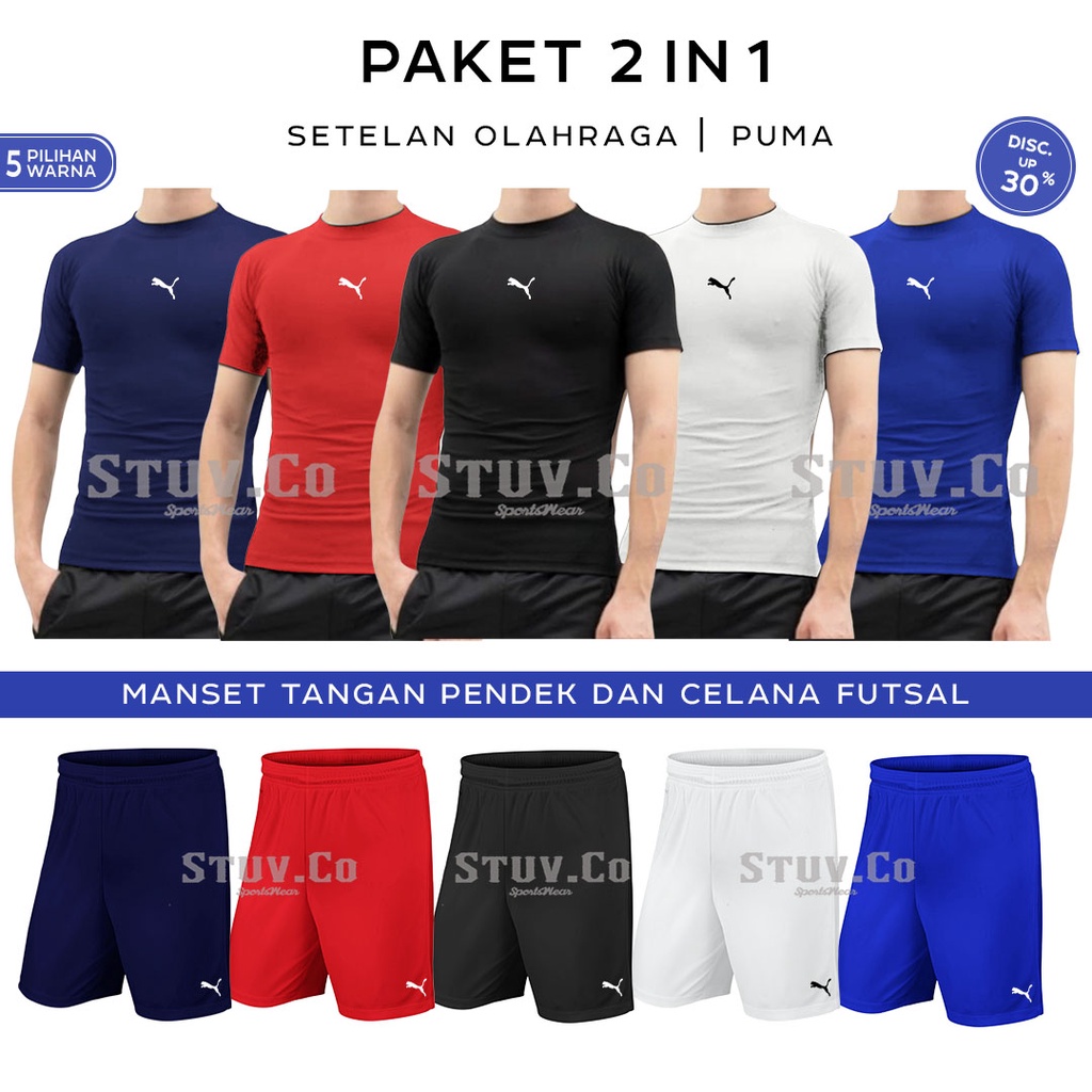 PAKET 2IN1 STELAN OLAHRAGA BASELAYER SHORTSLEEVE MANSET LENGAN PENDEK DAN CELANA DRIFIT PRIA WANITA MURAH