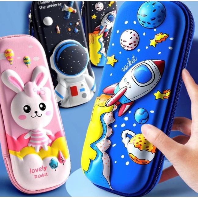 

➧ Tempat pensil Kotak pensil 3D Timbul Hardcase Hardtop Waterproof MURAH - Astronot Biru ✫