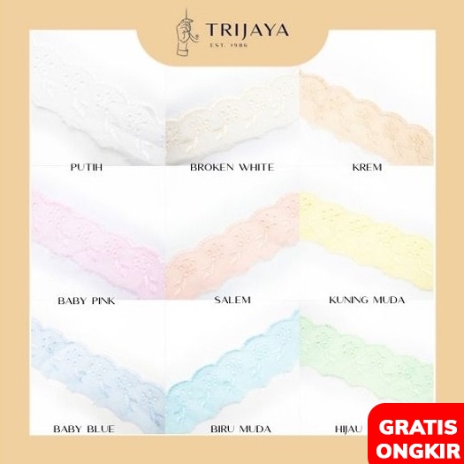 Sinergi Jaya Renda Katun Lobang  Lubang 5 Lima Bunga - Kecil  2 cm (Per Roll)