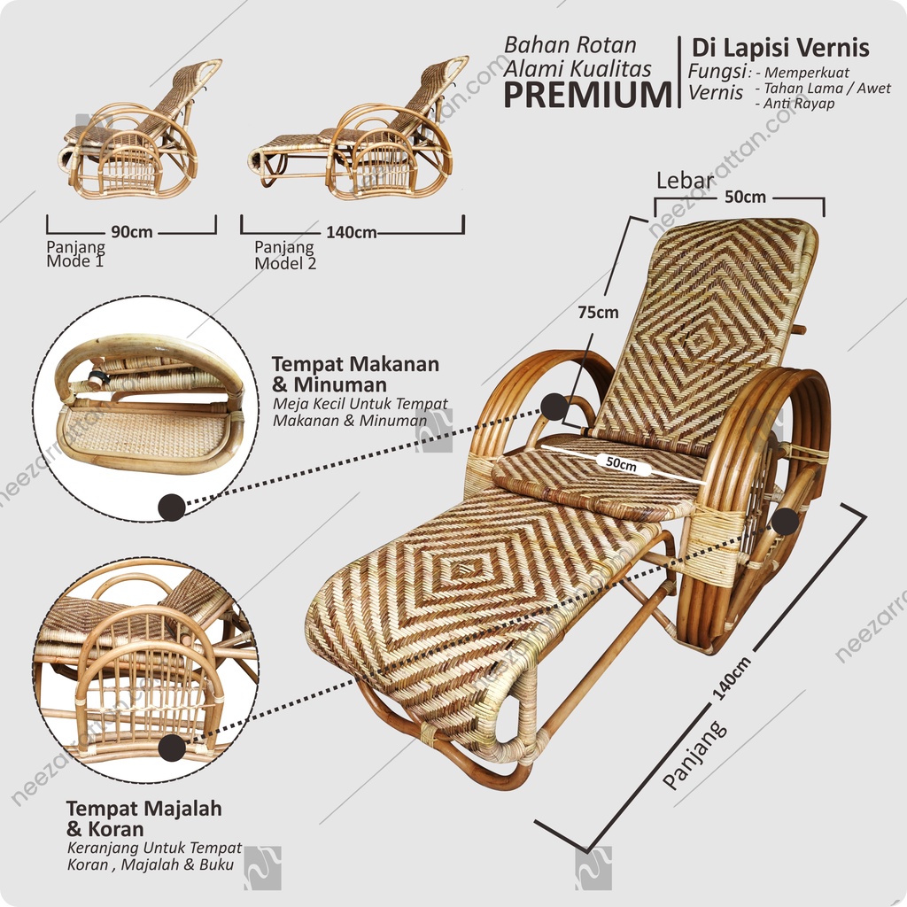 Kursi Santai Teras Lipat Goyang Dewasa Malas Selonjor selonjoran dari Rotan