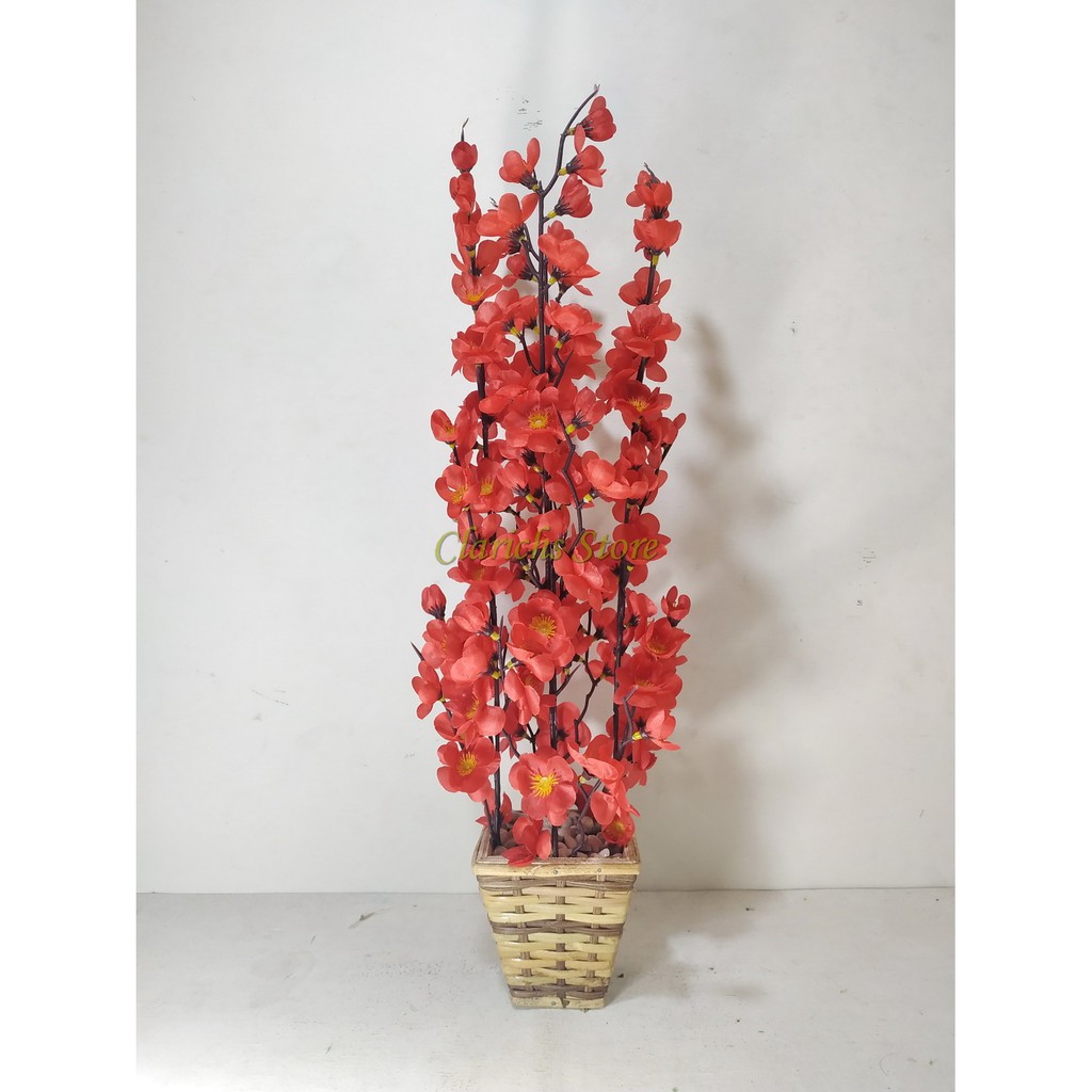 Bunga Sakura Plastik T50cm - Dekorasi Imlek Pajangan Rumah & Kantor Bunga Plastik Sakura Artificial-6