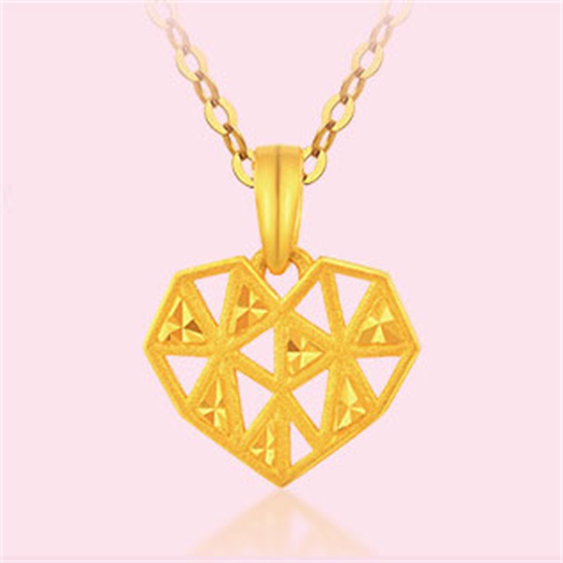 [Ready Stock]Creative Love Heart-Shaped Enamel Fashionable Golden Pendant