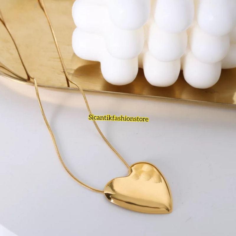 Kalung Wanita Titanium Liontin Love Gold Anti Karat selamanya Kalung Wanita Korea Terlaris Terbaru Liontin Love Gold Kalung Titanium