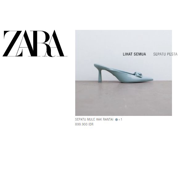 Heels Zara Rantai Blue ORI