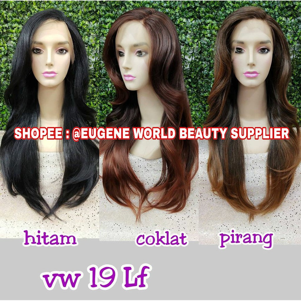 HALF LACE WIG LACE DEPAN WIG WANITA PANJANG LURUS NATURAL ALAMI WIG CEWEK KOREA RAMBUT ASLI 19LF
