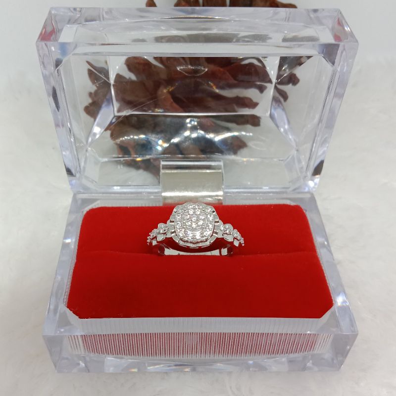 cincin cor mata-mata, emas putih kadar 375(8k)