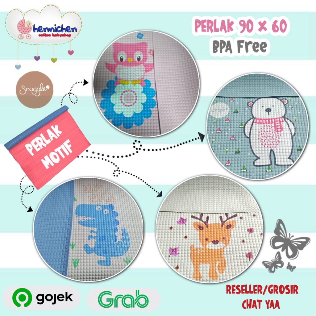 CROWN Perlak karet motif perlak snuggle printed rubber cot sheet CR3938