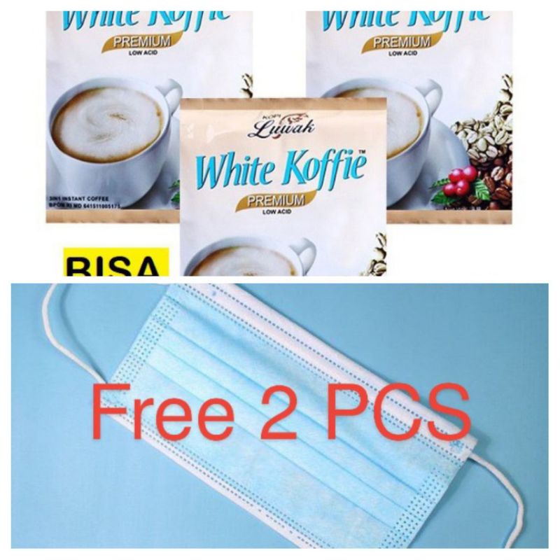 

Kopi Luwak White Coffee 3 in 1 Instant 1 Renceng 10 Sachet + FREE 2 MASKER MEDIS