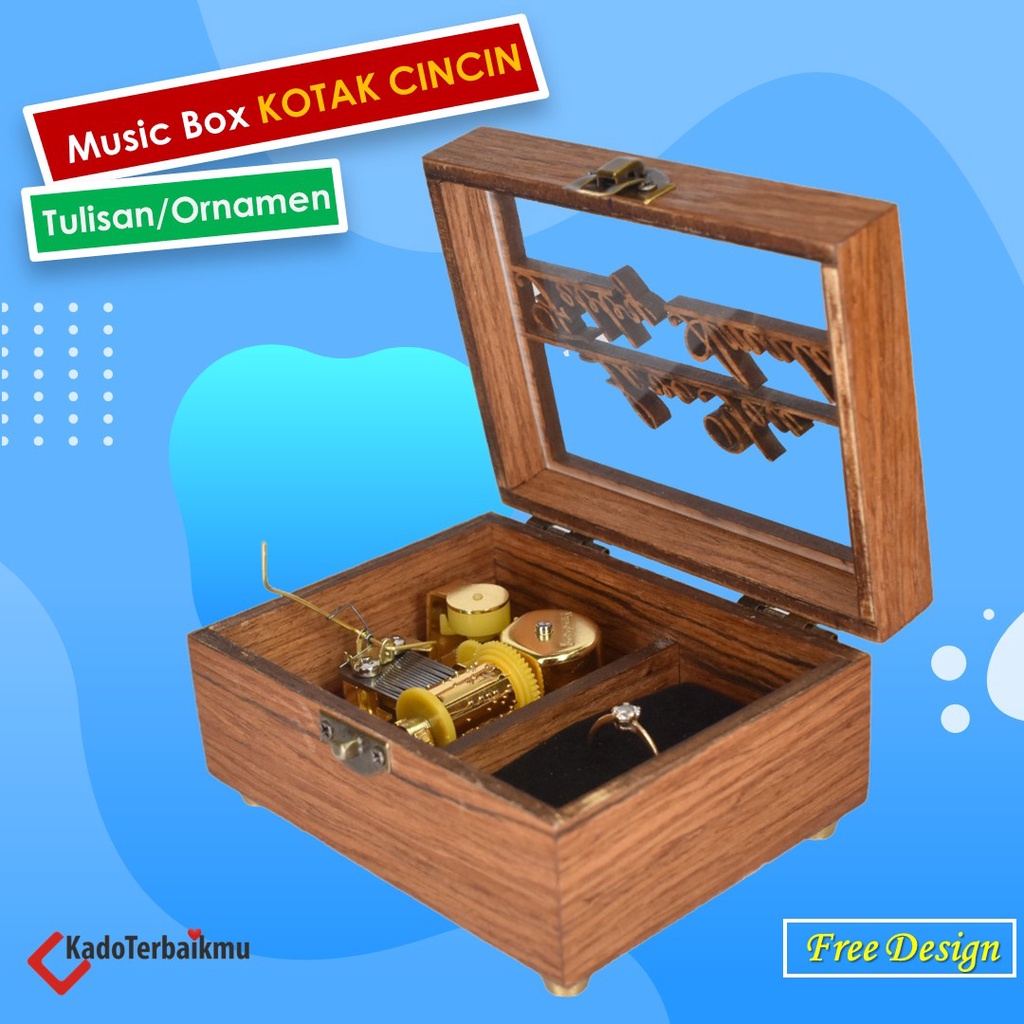 Kotak Cincin Ukiran Kayu - Tempat Cincin Romantis - Kotak Cincin kayu