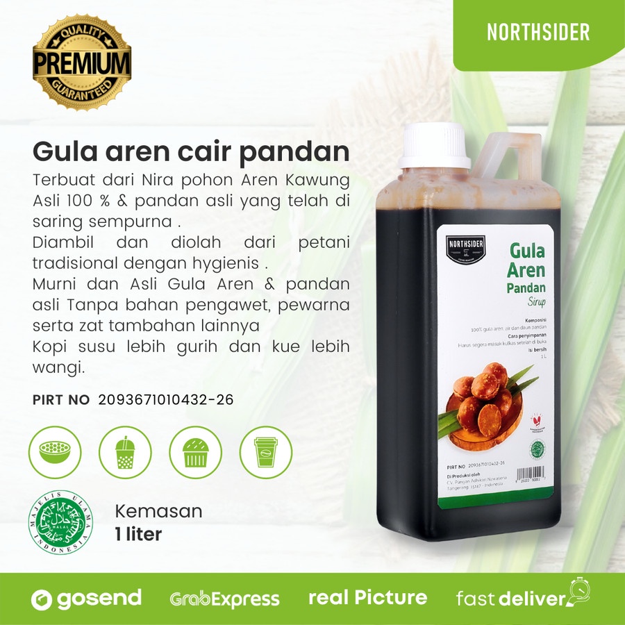 GULA AREN CAIR PANDAN 1 liter PREMIUM ASLI | KOPI SUSU - KUE - BOBA