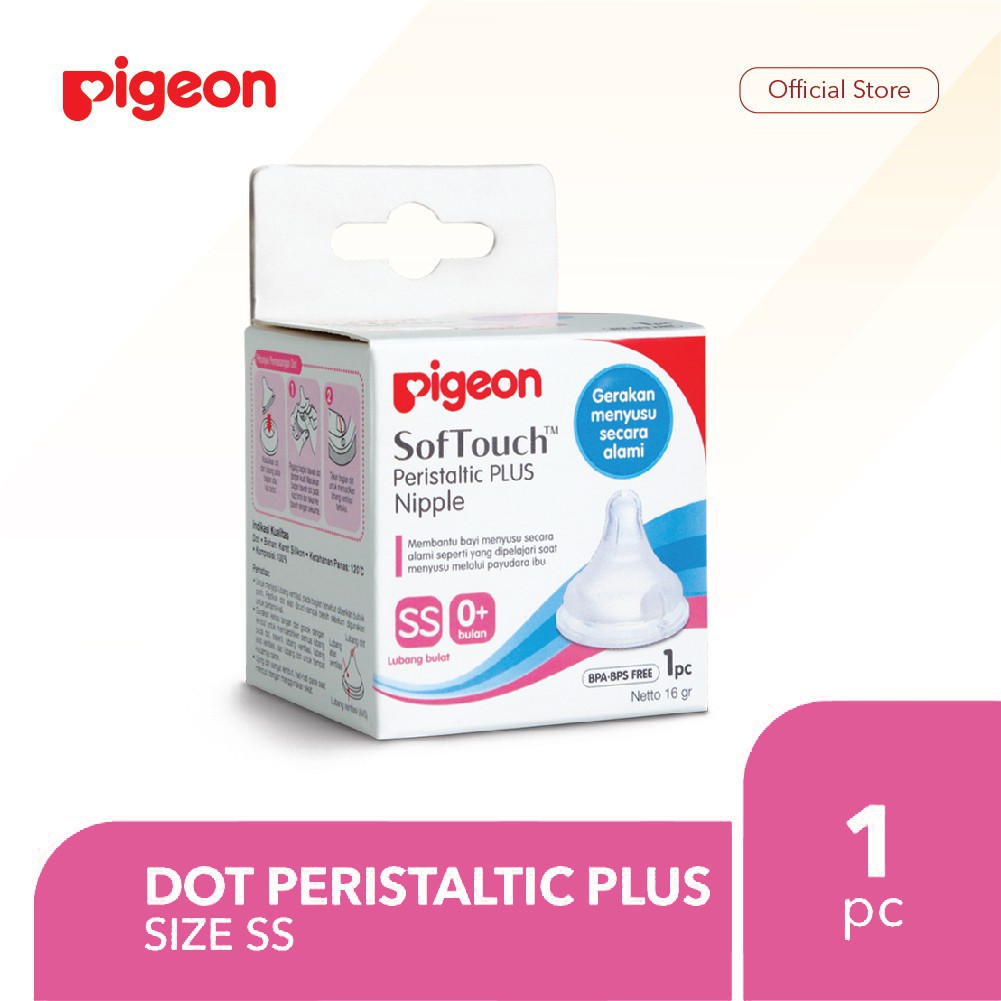 PIGEON Dot SofTouch Peristaltic Plus Nipple untuk Botol Wide Neck (1 Pcs)