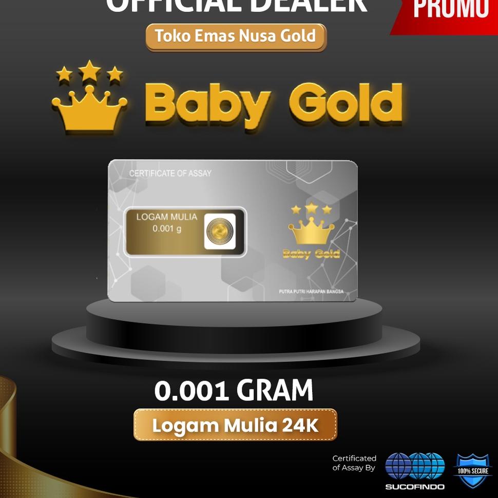 Kirim Sekarang GLK Toko Emas Nusa Gold - Baby Gold 0,001 Gram dan 0,002 Gram - Logam Mulia Emas Mini W97 Stok Banyak