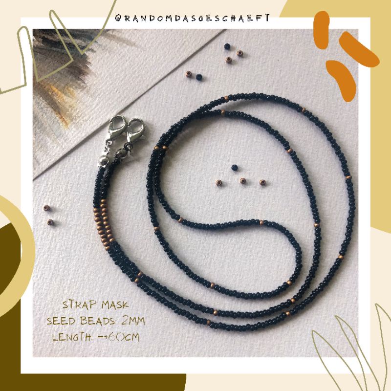 Black Gold Simple Strap Mask / Strap Masker Manik-Manik / Kalung Masker Murah Korea