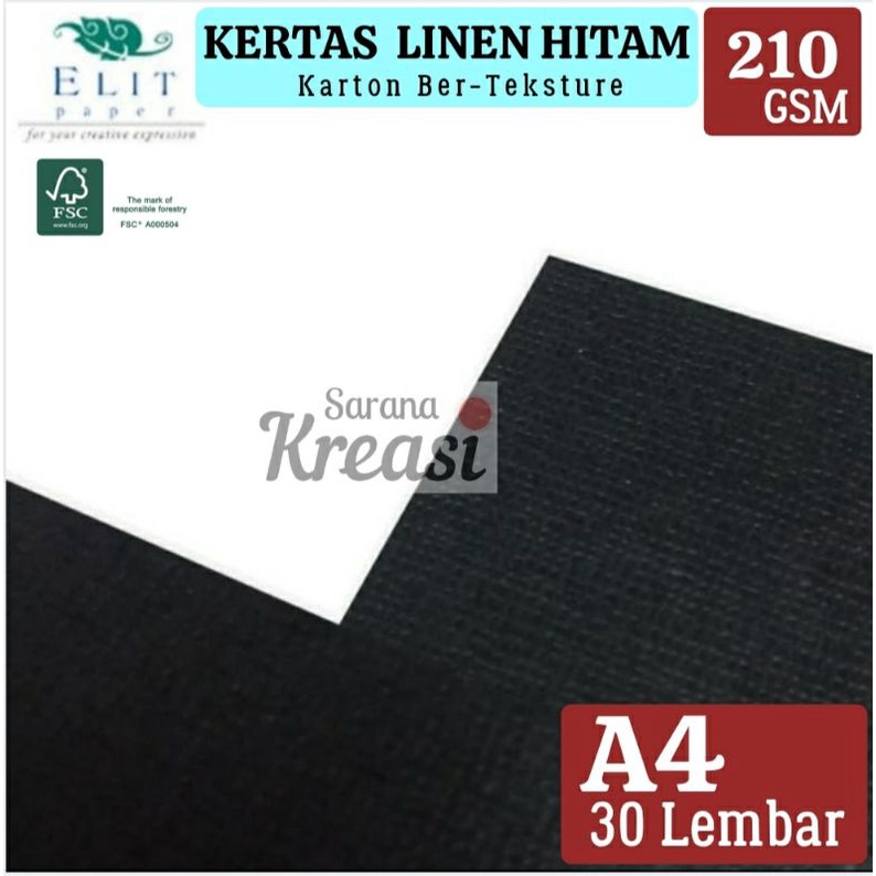 

Kertas Karton Linen Hitam 210g A4 (30 Lembar) - Kertas Laid Black Paper cardboard