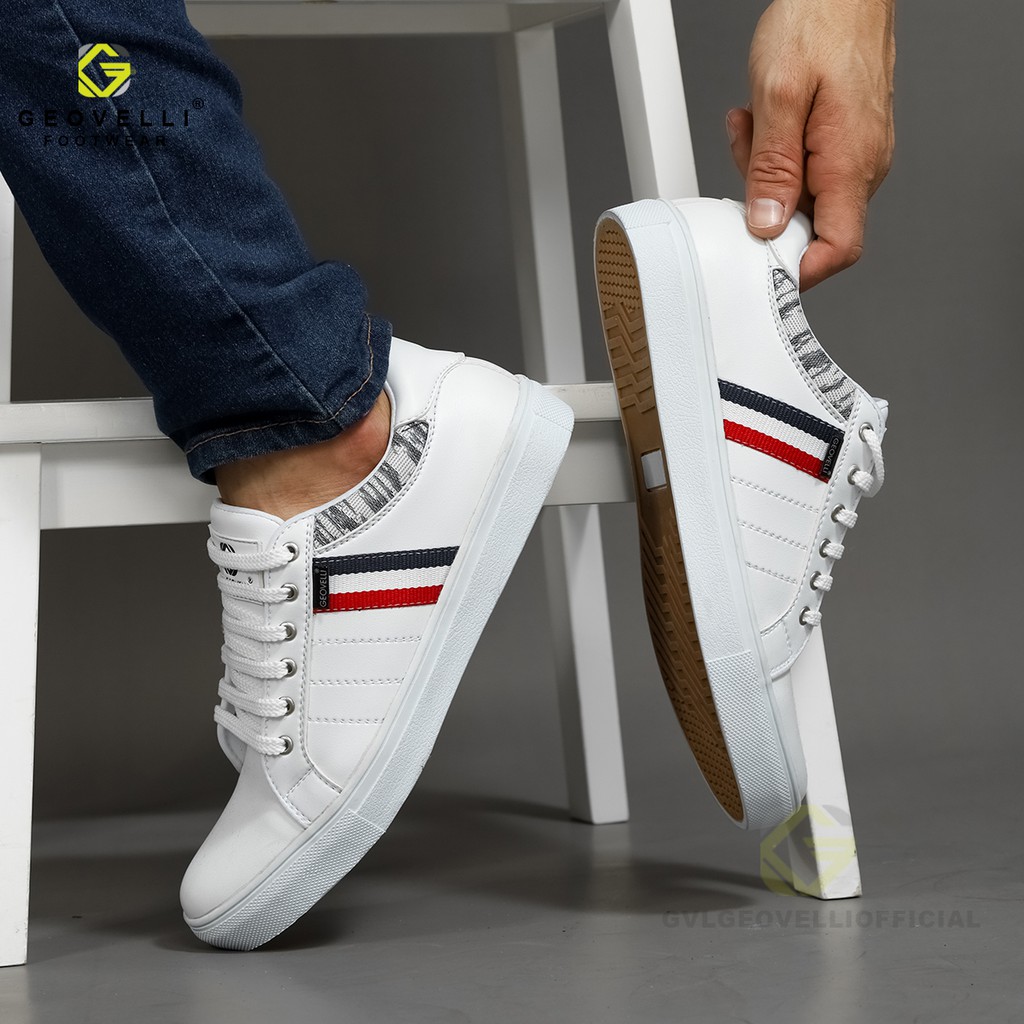 GEOVELLI | Sepatu Putih Sneakers Pria DISTRO BANDUNG Kualitas ORIGINAL High Quality