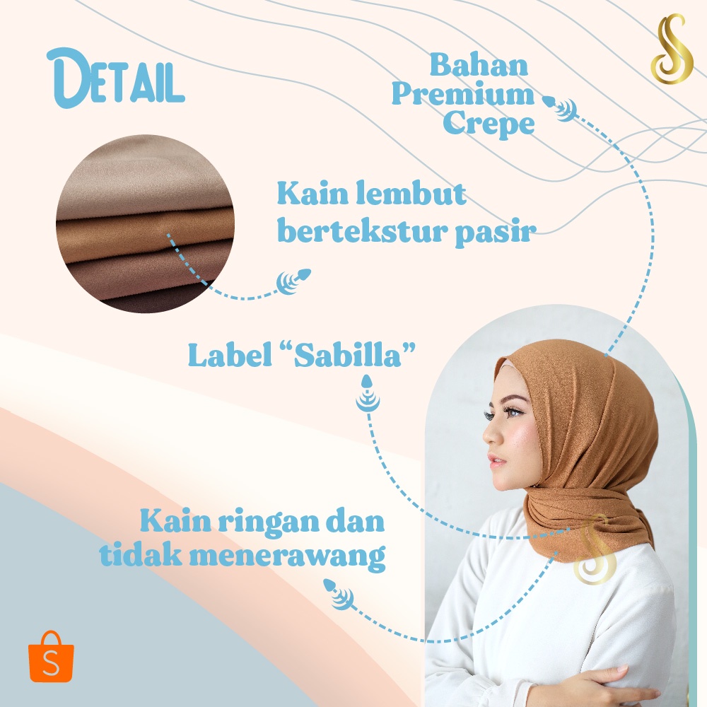 Sabilla - Pashmina Malay Mosscrepe Import Premium Crepe-2