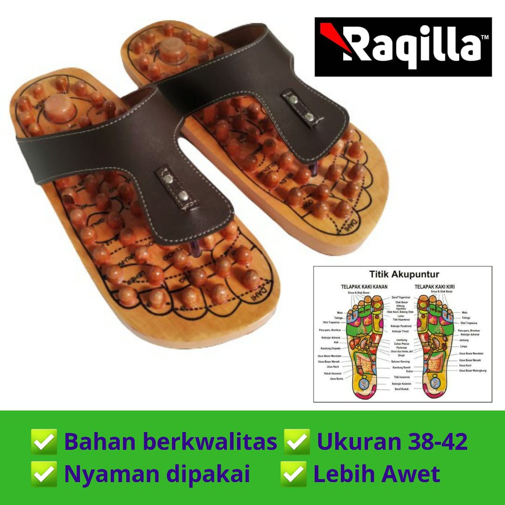 Sandal Kesehatan Refleksi Kayu Premium selipar kayu Terapi Rematik Refleksi Murah