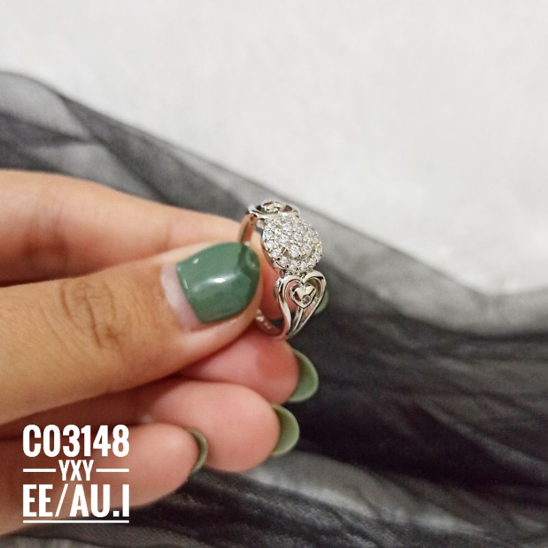 Cincin Yaxiya Bunga Zircon Silver C03148