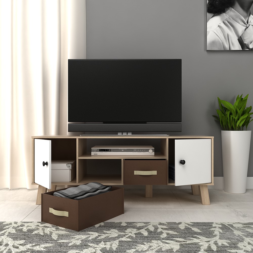 Metropolis Rak TV  Meja TV  Sonoma Oak White ARNOR 