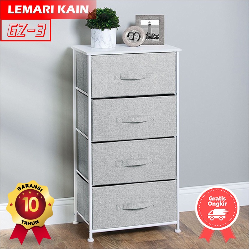 Lemari Sisi Ranjang lemari kabinet 4 Laci Lemari Kain Linen Lemari Portable Simple serbaguna GZ-3 -FHS88