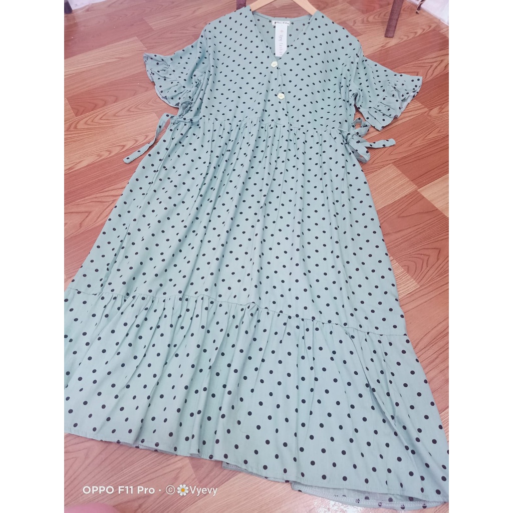 DASTER RUFFLE RAYON POLKADOT MEWAH WANITA DEWASA ORIGINAL TERBARU BANYAK PILIHAN WARNA PALING MURAH