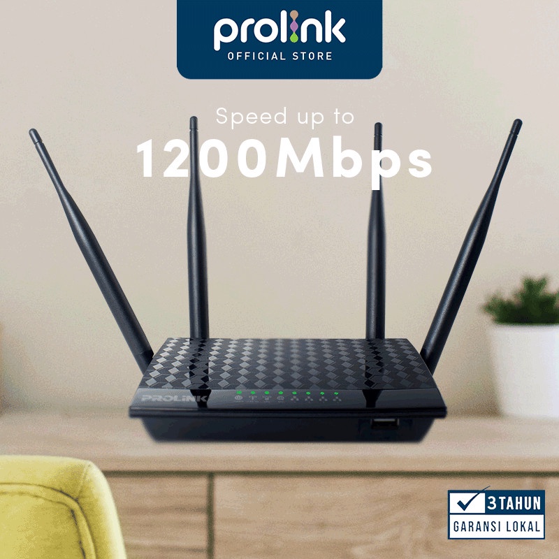 Router Wireless PROLINK PRC3801 AC1200 MU-MIMO Dual Band Gigabit